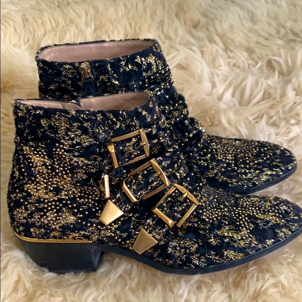Size 38 Chloe Susanna black and gold boots